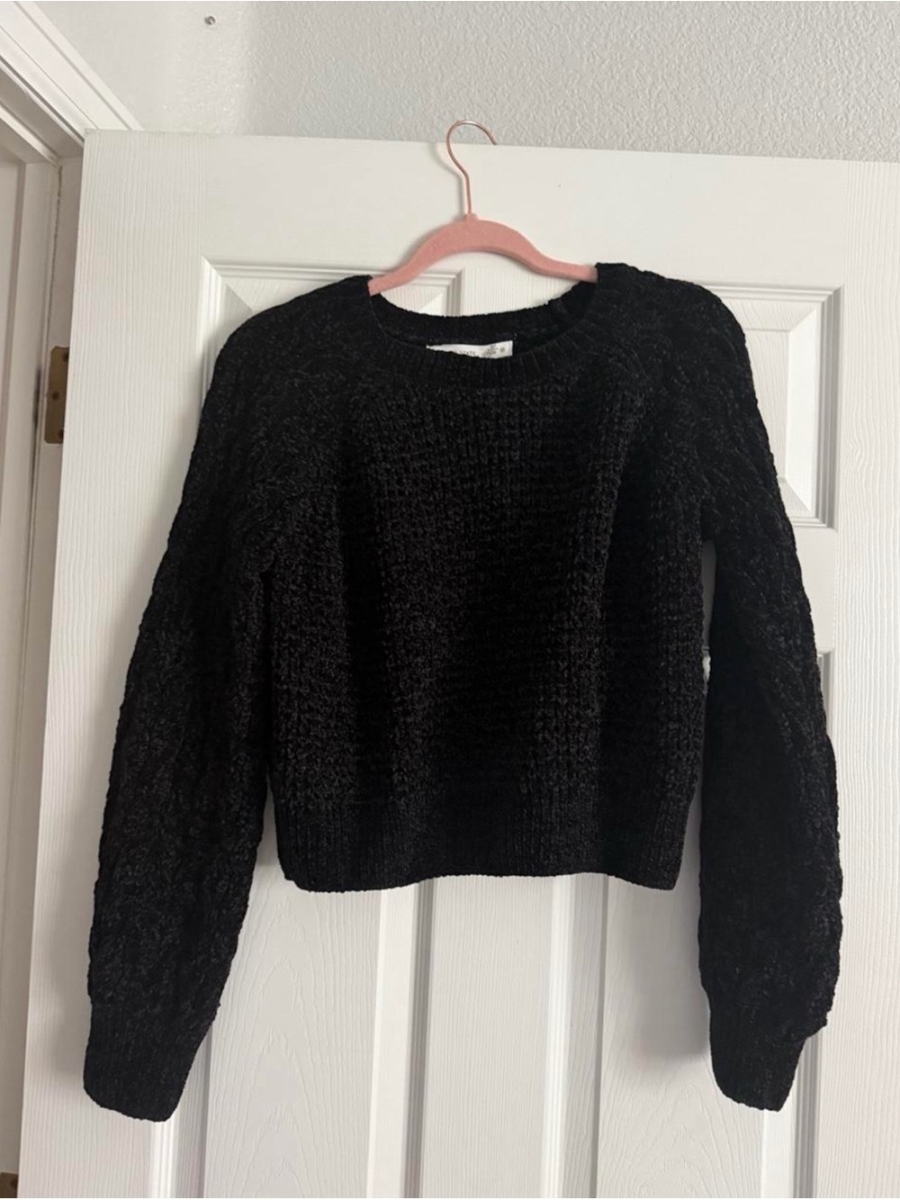 Altar'd State Black Textured Crewneck Sweater